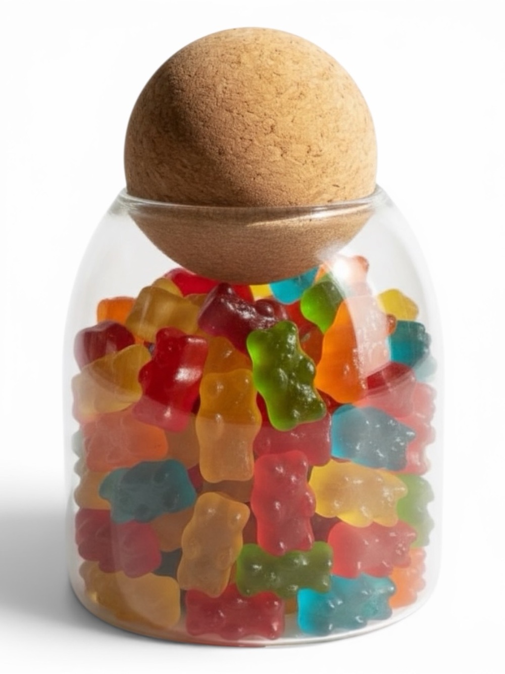 Kiruna Glass Storage Jar with round cork top (1 available) NEW IN BOX